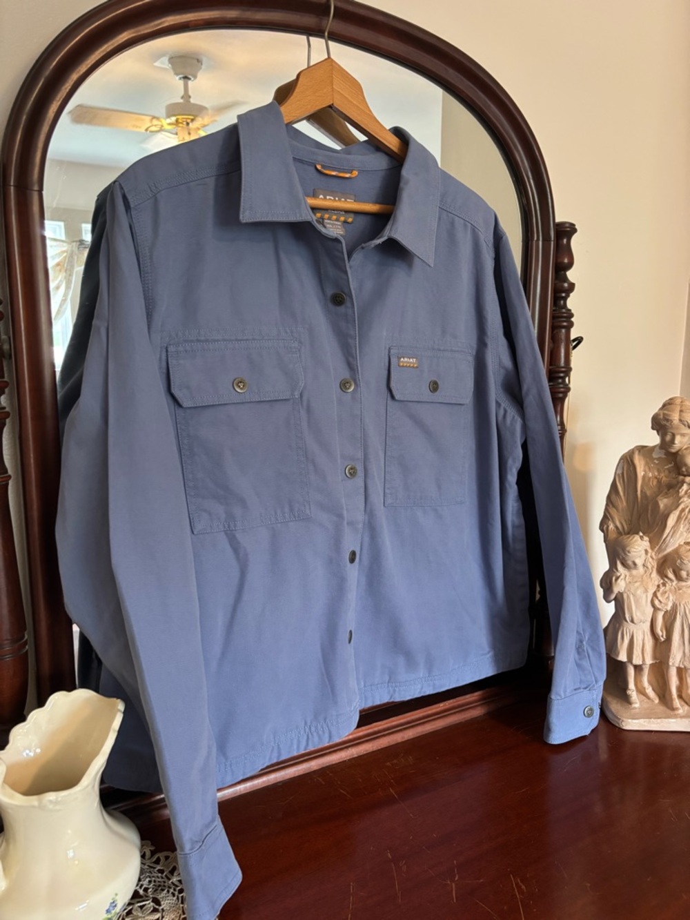 Ariat Light Blue Lightweight 100% Cotton Shirt Jacket Size XXL